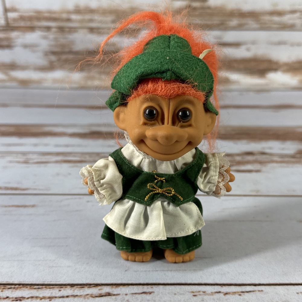 Russ Around The World Germany 5 Inch Orange Hair Troll Doll Vintage